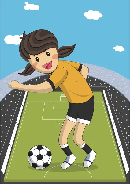 女子サッカー サッカー選手のイラスト — ストックベクタ
