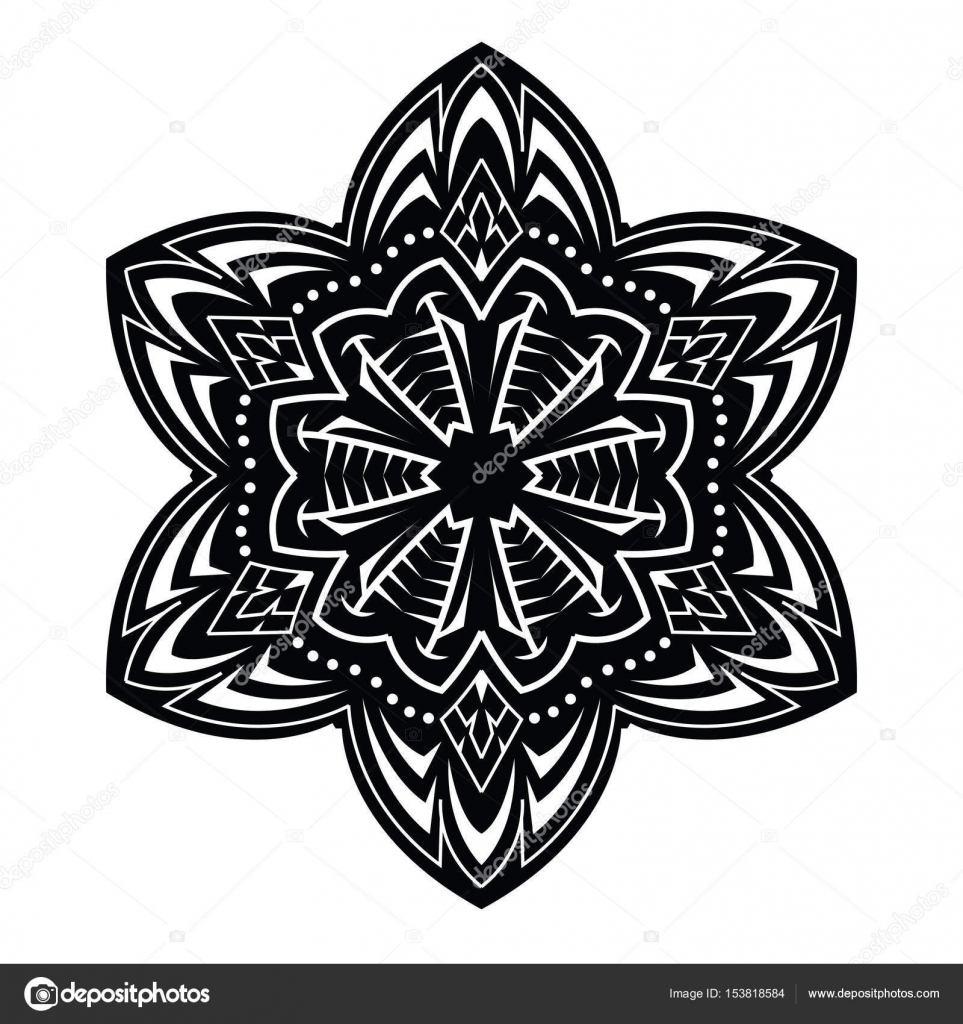 Illustrazione in bianco e nero di vettore elemento disegni da colorare mandala motivo floreale pagina stile etnico boho stile stampa