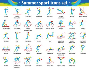 Renk spor. Yaz Olimpiyat Oyunları Icons set