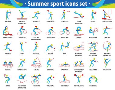 Abstract color sport. Summer olympic games icons set clipart