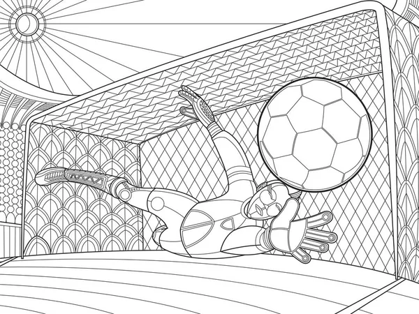 Calcio portiere battuta palla mano disegno vettoriale illustrazione — Vettoriale Stock