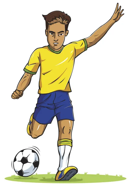 Soccer football player young man kicking — Stock Vector