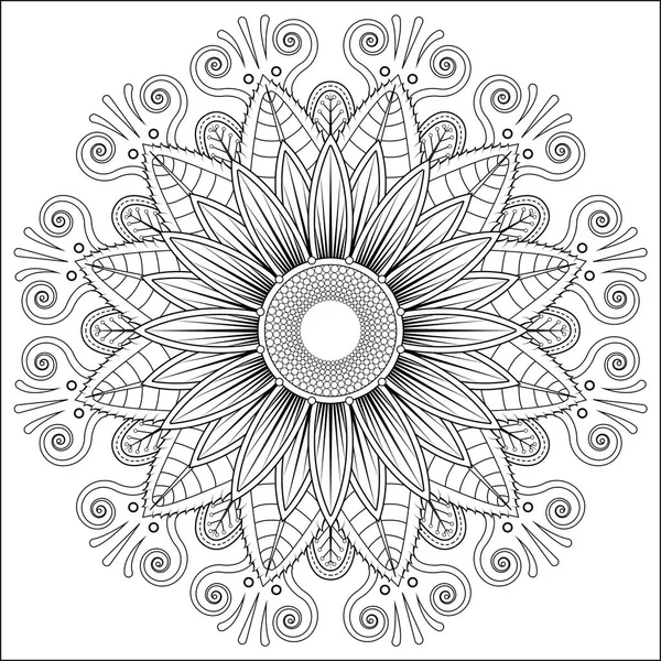 Mandala vecteur floral fleur oriental coloriage livre page — Image vectorielle