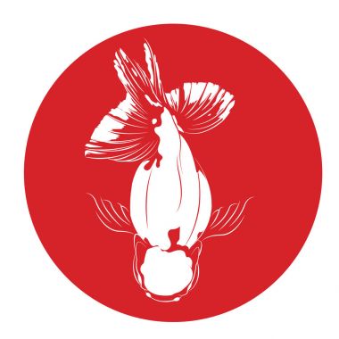 Japon balığı kartları beyaz siluet.