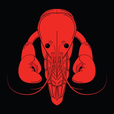 Siyah arka plan üzerine izole kerevit kırmızı logo.