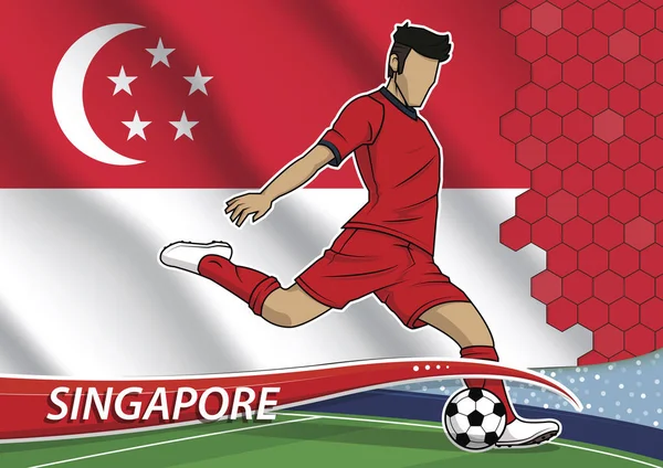 Giocatore di squadra di calcio in uniforme con bandiera nazionale dello stato di singapore — Vettoriale Stock