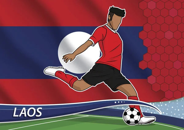 Giocatore di squadra di calcio in uniforme con bandiera nazionale dello stato del Laos — Vettoriale Stock