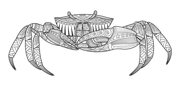 Cangrejo animal marino dibujado a mano — Vector de stock