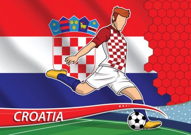 Futbol takım oyuncusu ile Hırvatistan Devlet ulusal bayrak üniformalı