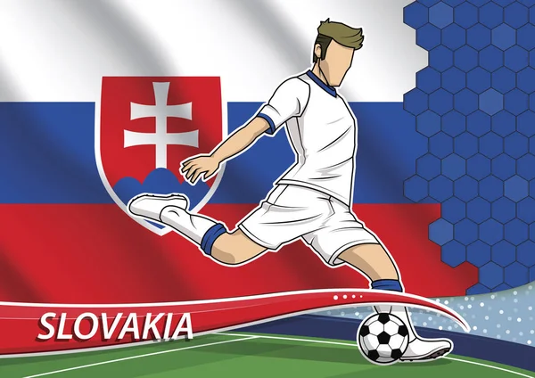 Jogador da equipe de futebol em uniforme com bandeira nacional do estado da Eslováquia — Vetor de Stock
