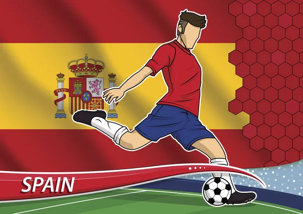 Futbol Takımı oyuncusu İspanya Devlet ulusal bayrakla üniformalı. — Stok Vektör