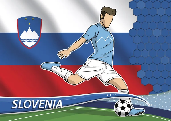 Joueur de l'équipe de football en uniforme avec le drapeau national de l'État de Slovénie — Image vectorielle