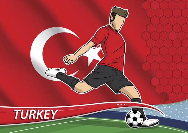 Futbol Takımı oyuncusu Türkiye'nin Devlet ulusal bayrakla üniformalı