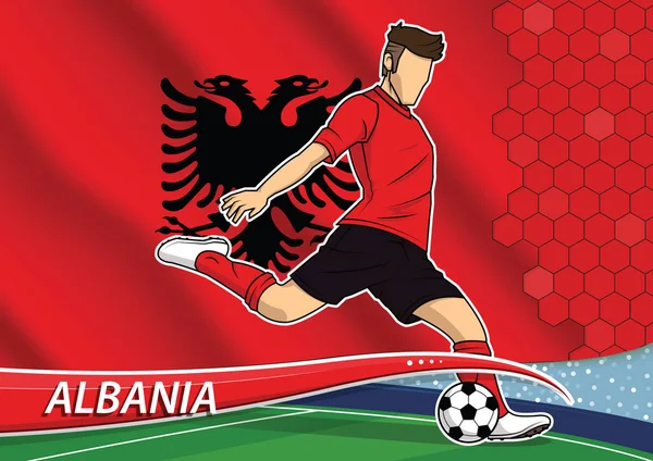 Joueur de l'équipe de football en uniforme avec le drapeau national de l'État de l'Albania — Image vectorielle