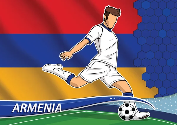 Giocatore della squadra di calcio in uniforme con bandiera nazionale dell'Armenia — Vettoriale Stock