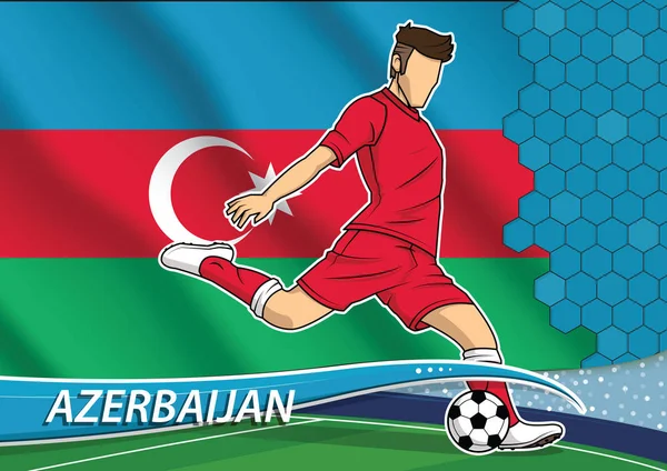 Joueur de l'équipe de football en uniforme avec le drapeau national de l'Etat d'Azerbaïdjan — Image vectorielle
