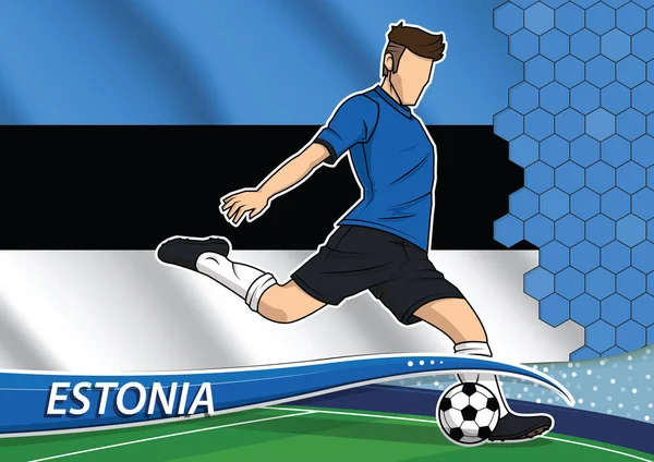 Piłkarz drużyny w mundurze z Państwa Flaga narodowa Estonii — Wektor stockowy