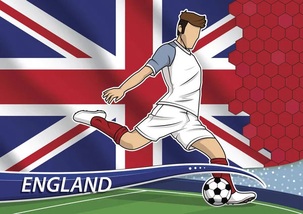Joueur de l'équipe de football en uniforme avec le drapeau national de l'État de l'Angleterre — Image vectorielle