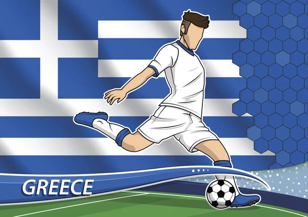 Joueur de l'équipe de football en uniforme avec le drapeau national de l'État de Grèce — Image vectorielle