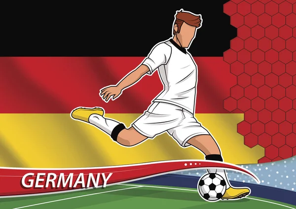 Giocatore della squadra di calcio in uniforme con bandiera nazionale della Germania — Vettoriale Stock