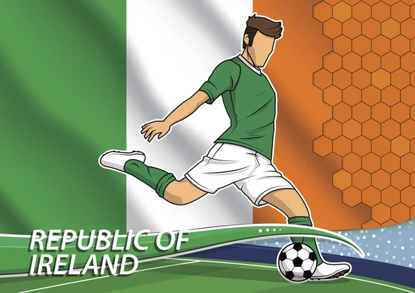 Soccer team player in uniform with state national flag of Republic of ireland — Stock Vector