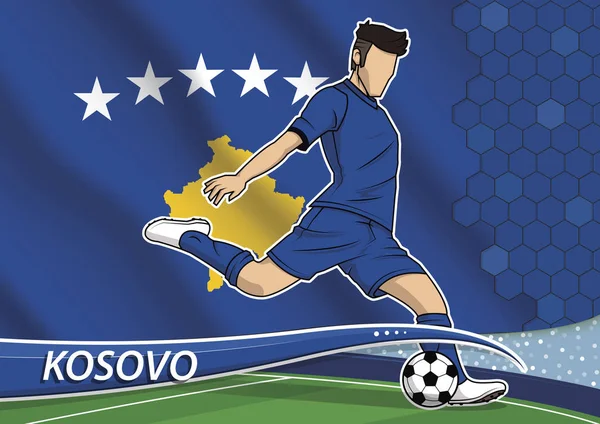 Joueur de l'équipe de football en uniforme avec le drapeau national de l'État du Kosovo — Image vectorielle