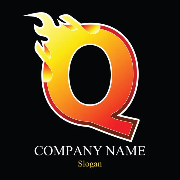 Q brev eld Logotypdesign. — Stock vektor