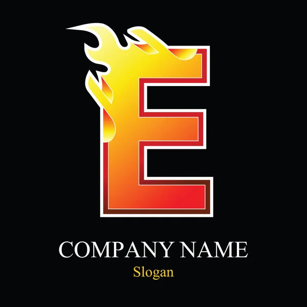 E Brief Feuer Logo Design. — Stockvektor