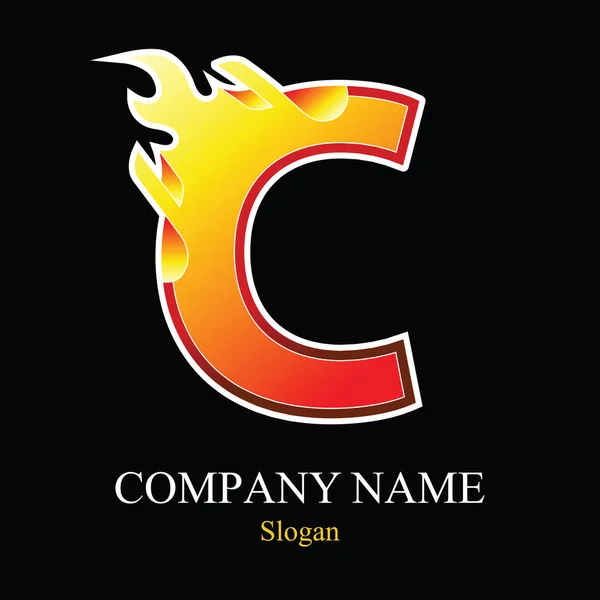 C betű tűz logo tervezés. — Stock Vector
