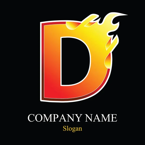 D betű tűz logo tervezés. — Stock Vector