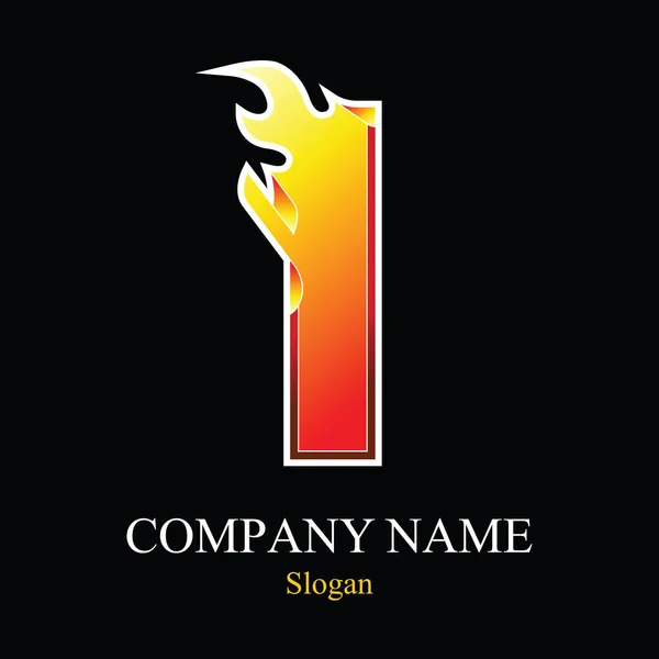 Én levelet a tűz logo tervezés. — Stock Vector