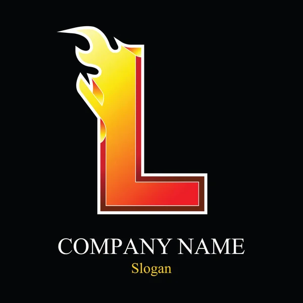 L betű tűz logo tervezés. — Stock Vector