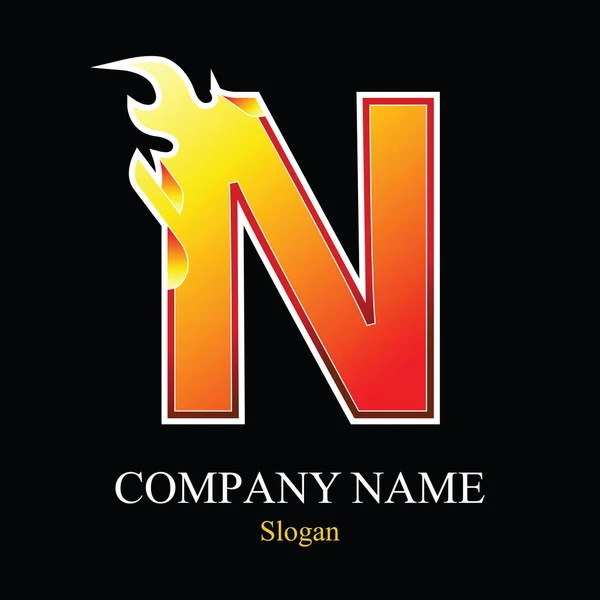 Разработка логотипа N letter fire . — стоковый вектор