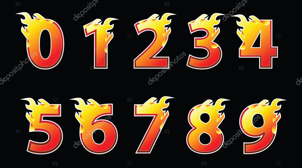 Numbers fire design template. Vector illustration.