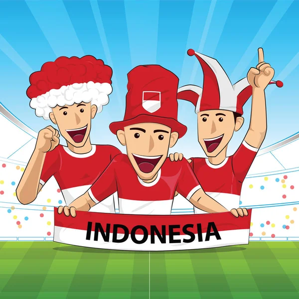 インドネシアの国旗サッカー サポート — ストックベクタ