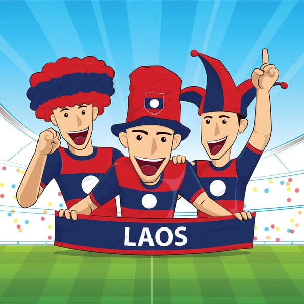 Laos Bandera de apoyo al fútbol — Archivo Imágenes Vectoriales