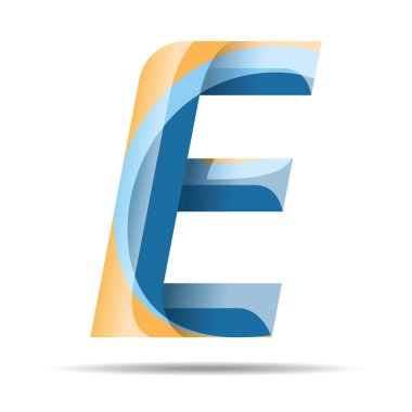 E harfi renkli Modern alfabe logosu.