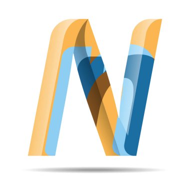 N harfi renkli Modern alfabe logosu.