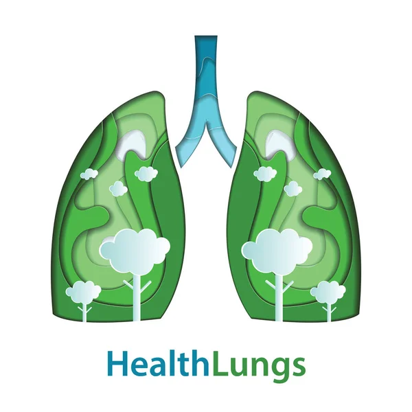 Menselijke longen papier knippen van natuurlijke concept — Stockvector