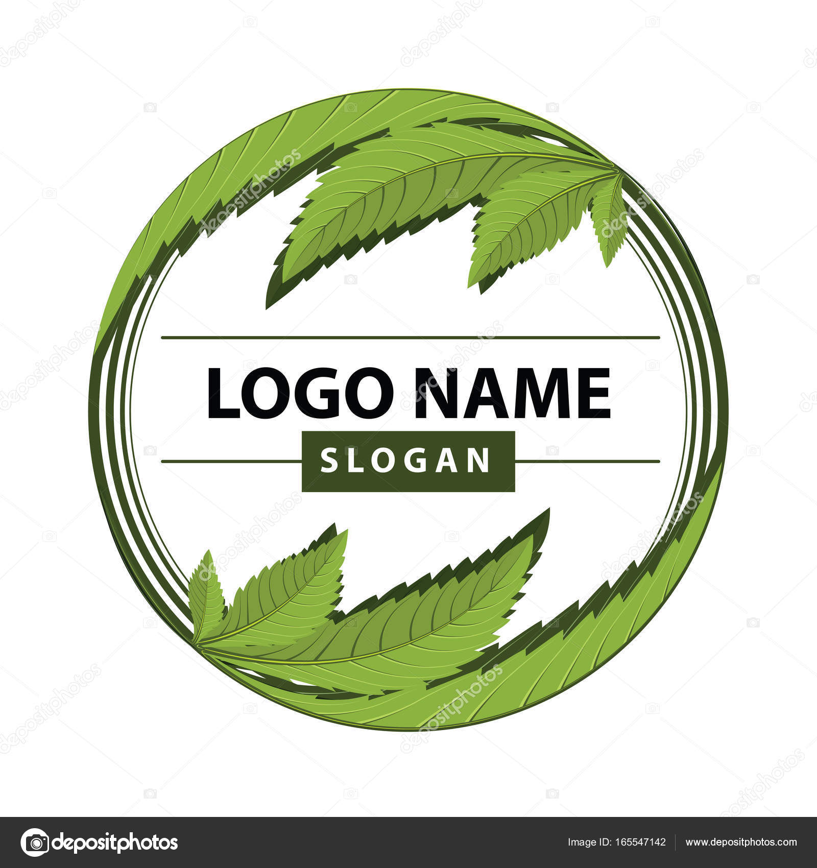 대마초 잎 녹색 로고. 스톡 벡터 - ©lumyaisweet 165547142, image size:963x1024