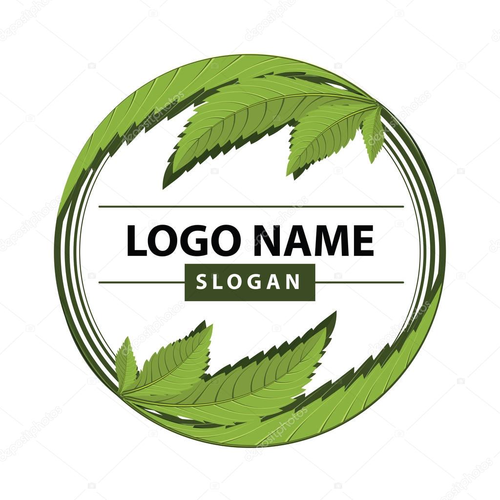 Medical marijuana, cannabis green leaf logo. vector illustration.