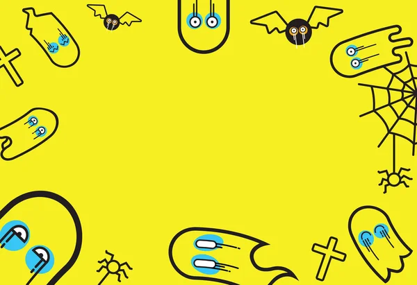 uçan düz tasarım ince çizgi Cadılar Bayramı arka plan hayalet