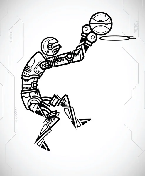 Roboter spielt Basketball — Stockvektor