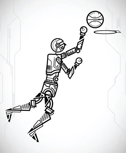 Robot hrát basketbal — Stockový vektor