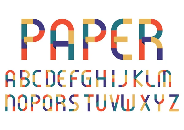 Alphabet Retro Color paper Style — Stock Vector