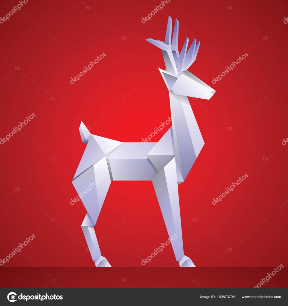 Weihnachten Rentiere Papier Origami Stockvektor