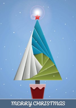 Noel köknar ağacı kağıt origami