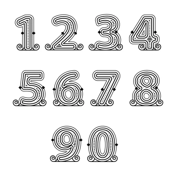 Rétro ligne mono numéros décoratifs ensemble — Image vectorielle