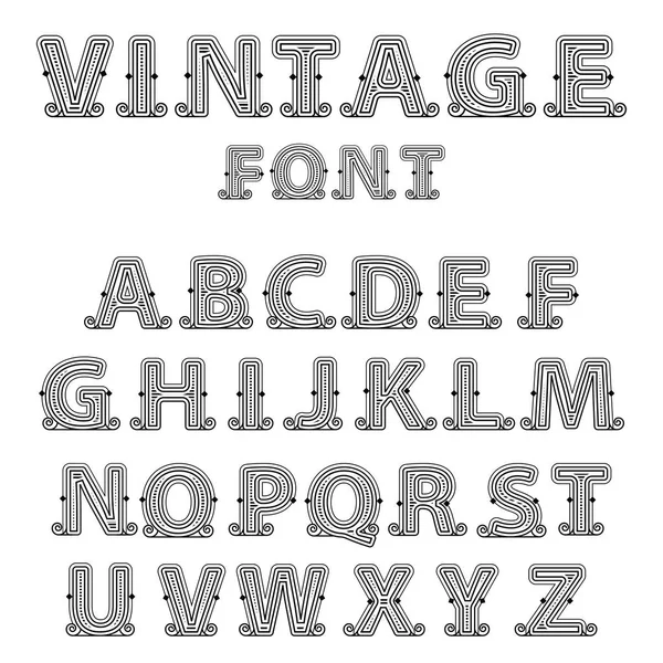 Retro mono line decorative font — Stock Vector