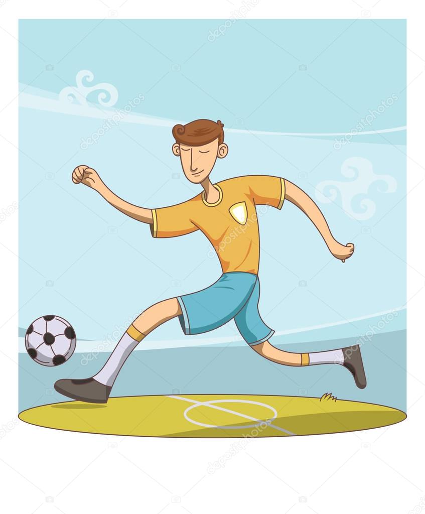 soccer player hit the ball.